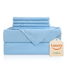 Luxury Silky Soft Kid Bed Sheet Set, 4 Piece,Twin Size, Fits 16 inch Deep Poc...
