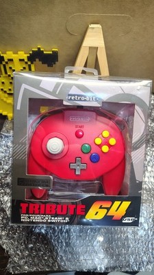 NEW sealed RETRO-BIT Tribute 64 USB Wired Controller GAMEPAD Red SWITCH Platinum