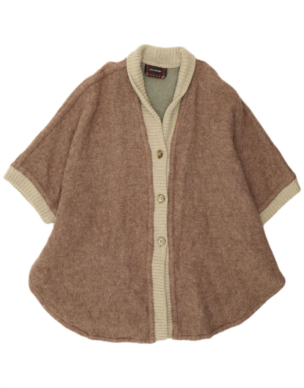 DE PIETRI Womens Poncho Coat One Size Brown Wool CD10