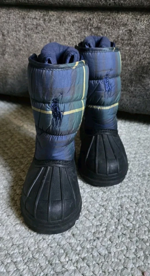 Botas Polo Ralph Lauren Multi Xadrez Botas de Neve Criança Tamanho 8 - Imagem 2 de 4