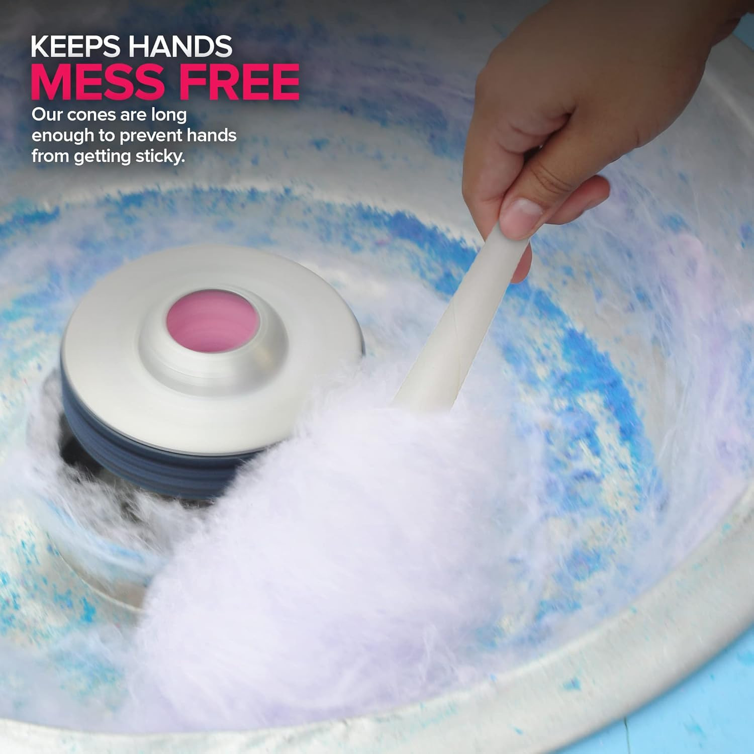 Cotton Candy Cones (100 Pack)–White Kraft Paper Sticks for Floss Sugar & Carniva