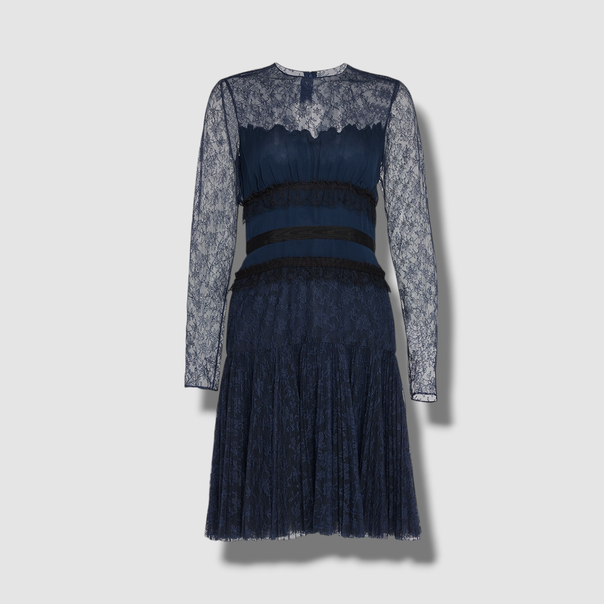 Jason Wu Collection Women's Lace Pleated Short Cocktail Dress - Navy - Size 0