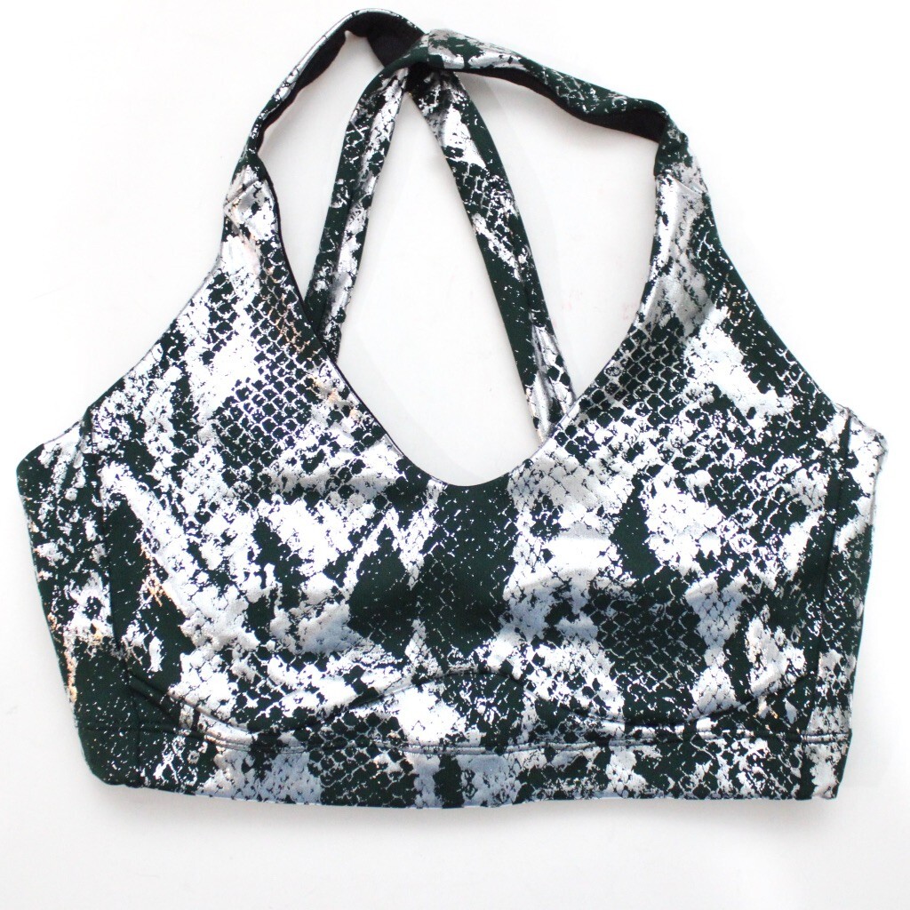 Carbon38 Contour Cross Green Metallic Silver Snak… - image 1