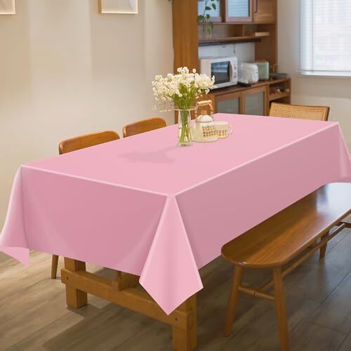 Paquete de 4 manteles de plástico desechables, - manteles rosas para mantel rosa - Imagen 5 de 7