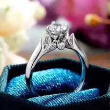 2Ct Round Cut Lab Created Diamond Women's Engagement Ring 14K White Gold Plated