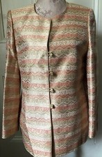 Beautiful Kirsten Krog Design Size 10 Collarless Jacket Sand Gold Ex Con