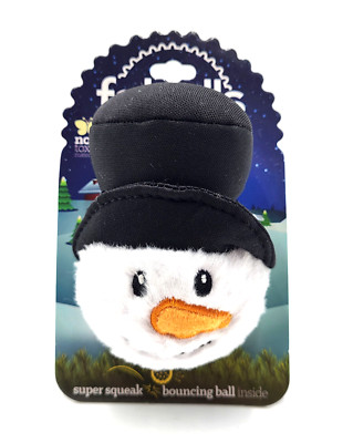 FabDog Holiday Christmas Snowman Ball Small Squeaky Dog Fetch Toy 2.75''