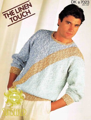 Herren Pullover Größe 86 bis 112 cm (34 bis 44 Zoll) - Sirdar 7023 - Vintage Print