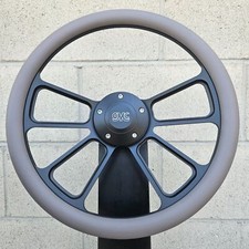 14 Black 4 Spoke Steering Wheel W Gray Vinyl Wrap And Gmc Retro Horn
