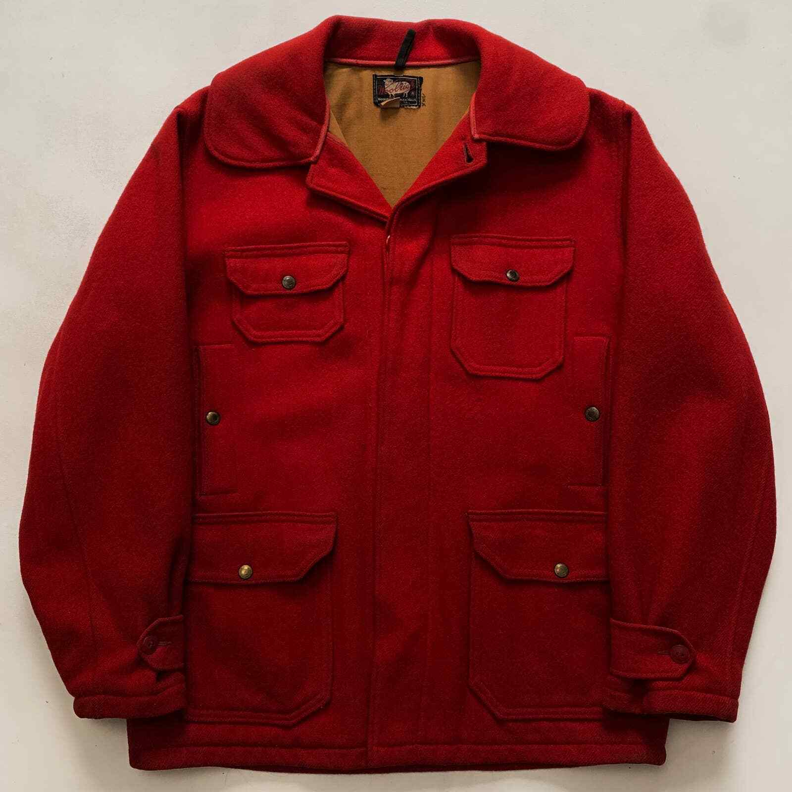 Vintage 40s Woolrich Mills Mackinaw Solid Red Hea… - image 1
