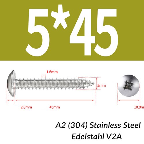M3-M6 A2 Stainless Steel Phillips Pan Head Self Tapping Screws Tappers Pozi-Pili - Picture 78 of 133