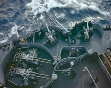 COLOR WW2 WWII Photo World War Two /  USS Arkansas BB-33 Deck Guns 1944 / 7386