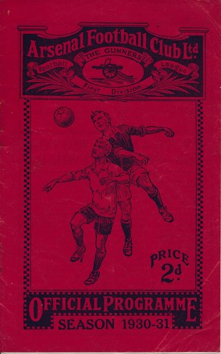 Arsenal gegen Bolton Wanderers 1930/1931 - Fußballprogramm Vorkrieg