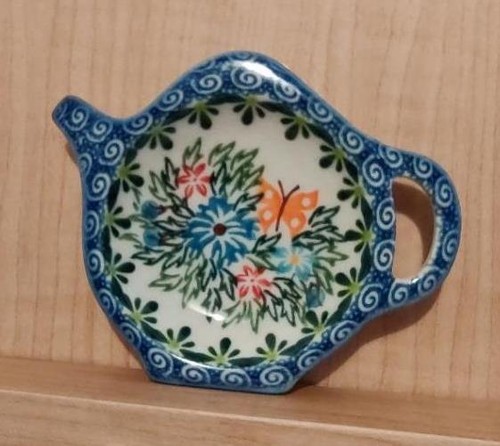 Soporte para bolsa de té mariposa patrón floral esmalte cerámica cerámica polaca cerámica - Imagen 2 de 2