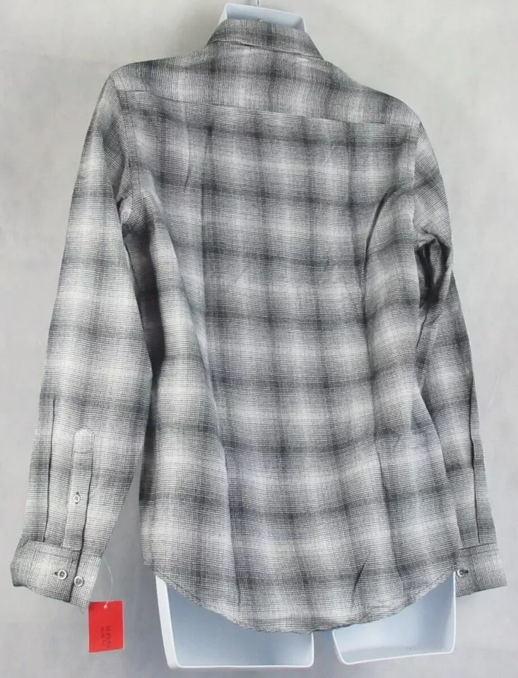 Alfani Red Mens Slim-Fit Long-Sleeve Button-Down Shirt, Black White Plaid, Small - Image 2 of 2