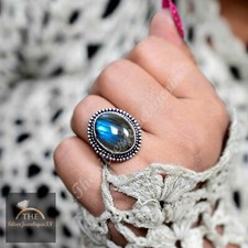 Rich Blue Labradorite Oval Shape Ring,Solid 925 Sterling Silver Ring,Jewelry