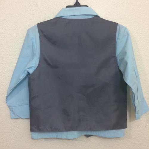 Perry Ellis Portfolio Boys 3T Formalwear 2-pc Set Shirt and Vest Blue Gray NWOT - Picture 4 of 7