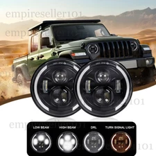 PAIR 7" Inch LED Headlights DRL Turn Signal Combo For 2003-2007 Jeep Liberty DOT