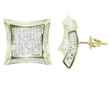 10k Yellow Gold Finish Over Lab-Created Diamond Mens Womens Kite Shape Earrings