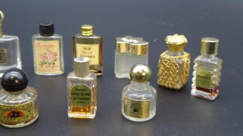 Lote de 14 botellas de perfume miniatura vintage mezcladas algunas completas raras Francia L@@K - Imagen 3 de 12