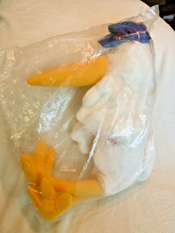Stork, Stuffed Plush Toy Vlasic Pickle Ad Stork, SEALED, 1989, Korea, CLEAN