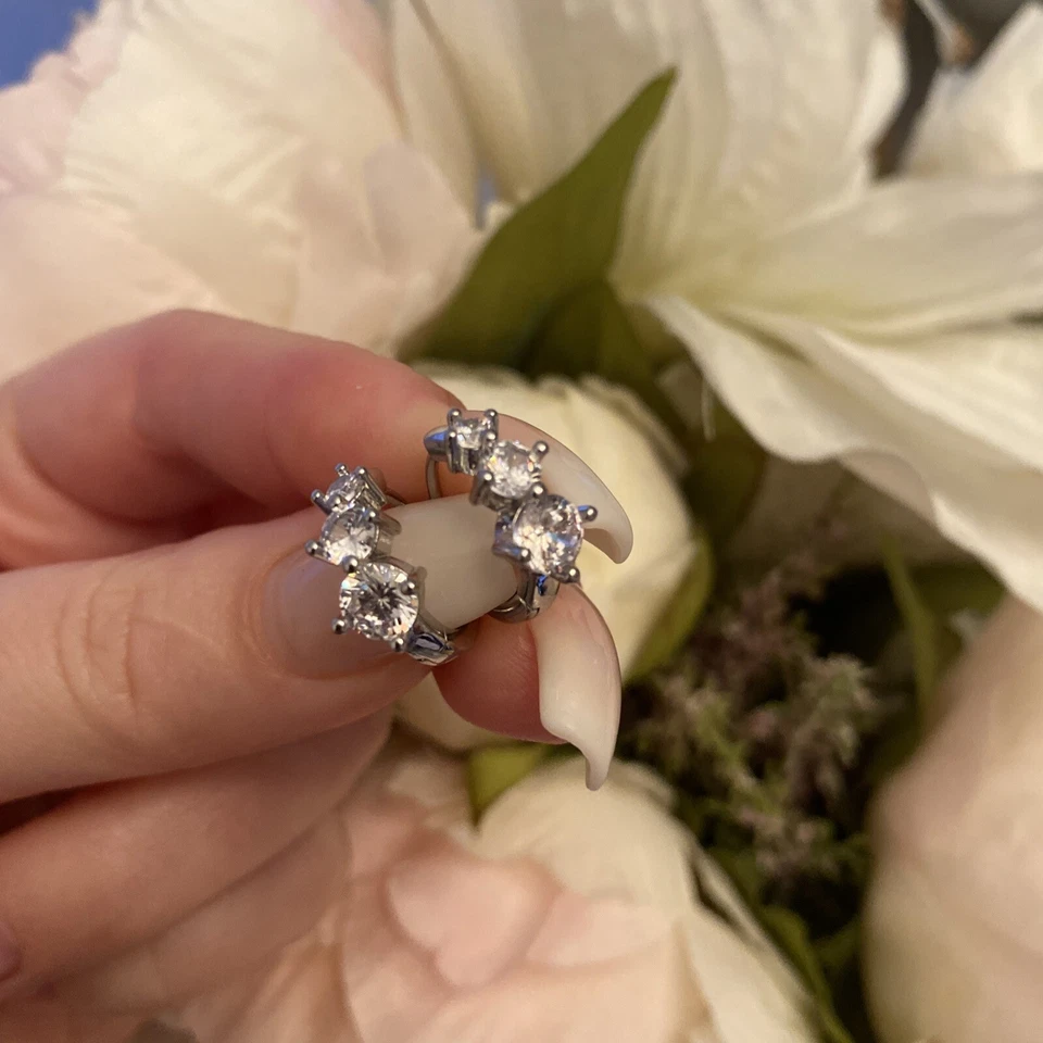 Pendientes Mujer Aros de Plata Oro Blanco 18K Dorado Circonia Resistente 273D - Imagen 4 de 4