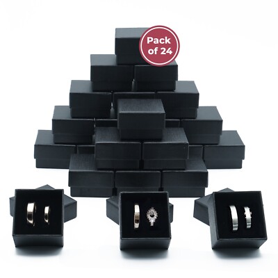 Wholesale Black Double Ring Gift Box with Foam and Velvet Insert 2 x 2 x 1.25 in