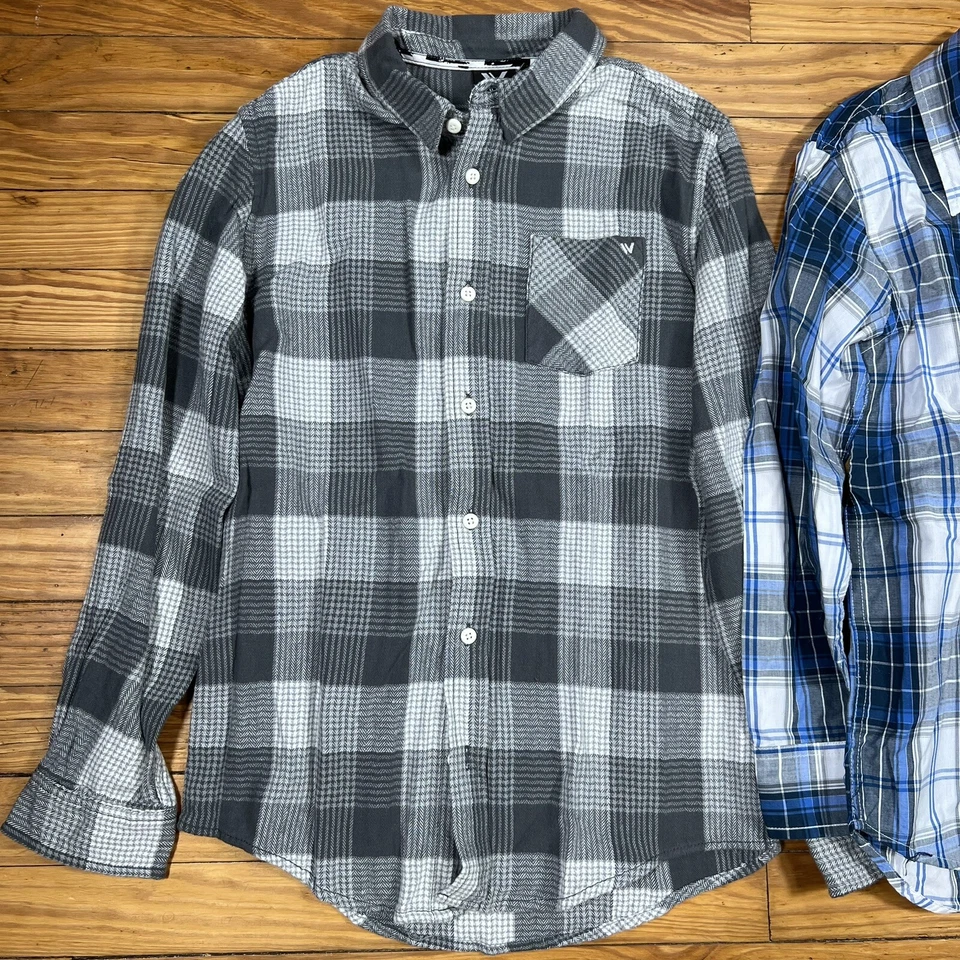 Lot of 2 Long Sleeve Button Up Plaid Shirts Boys Size YL Large Shaun White     U - Image 2 of 4