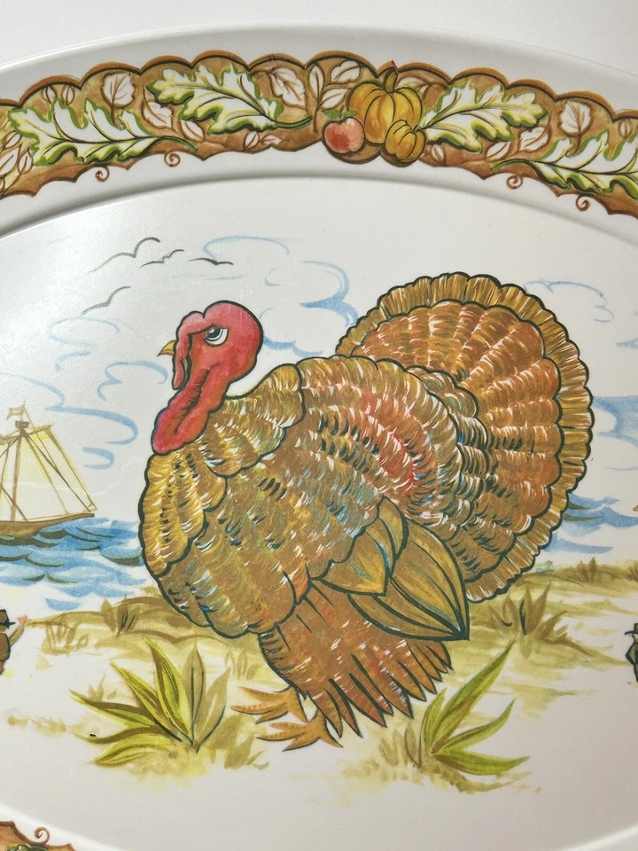 Plato de pavo Brookpark GRANDE melamina Acción de Gracias #1521 vintage 15 x 21" Foto 3 de 4