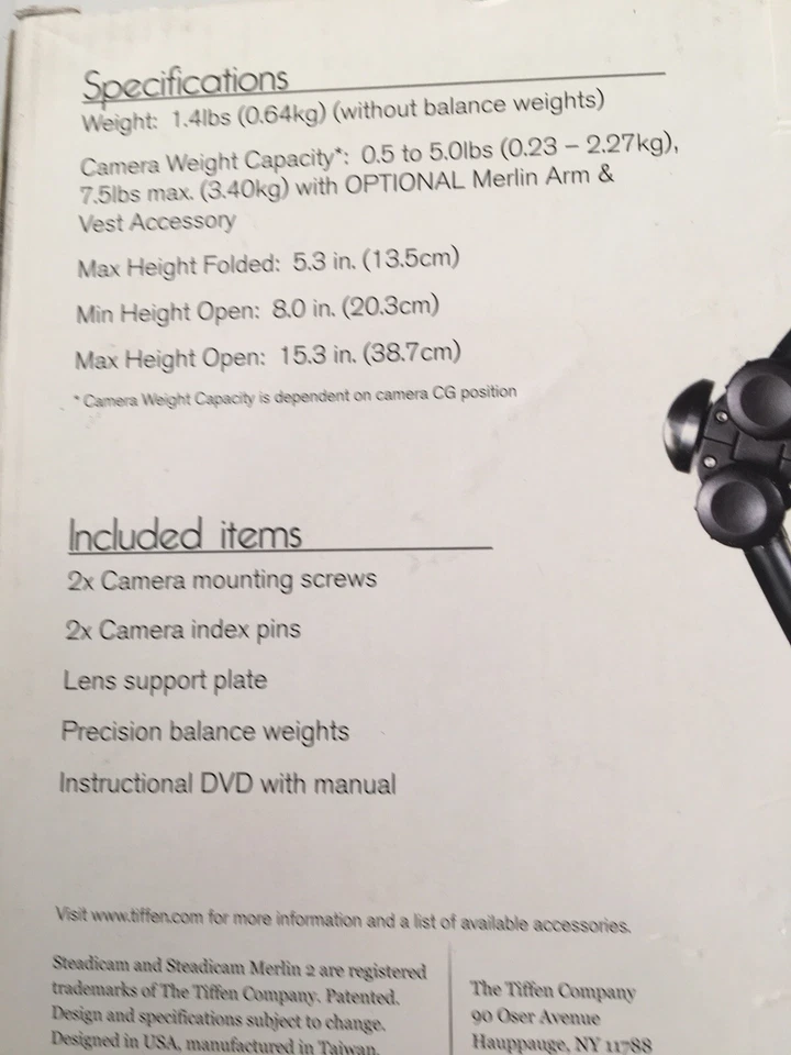 Steadicam Merlin2 Camera Stabilizing System NOT COMPLETE - Image 3 of 4