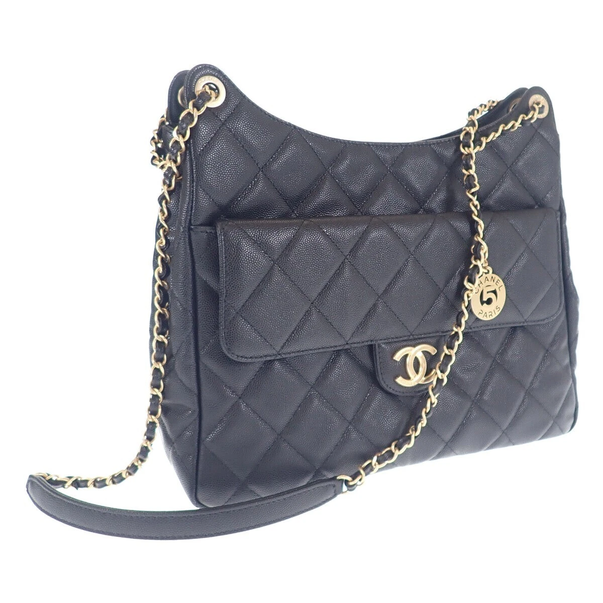 Chanel Lambskin Black with Matelasse Gold Chain | Luxury GoRound