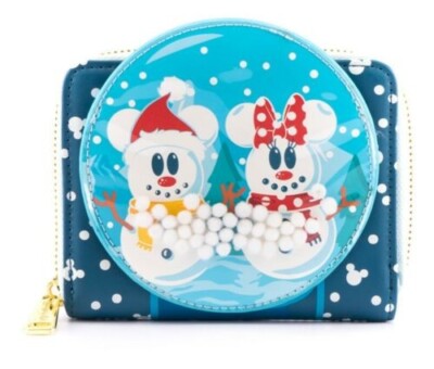 NWT Loungefly Disney Mickey and Minnie Snowman Snowglobe Backpack with Wallet Loungefly Mickey Minnie Snowglobe Backpack & Wallet Set | eBay main image 3