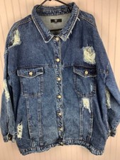 Missguided Size Us 18 Womens Jacket Destroyed Denim Jean