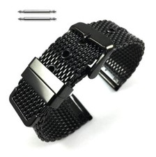 Thick Metal Stainless Steel Replacement Mesh Watch Band Bracelet Black  5102