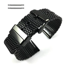 Thick Metal Stainless Steel Replacement Mesh Watch Band Bracelet Black # 5102