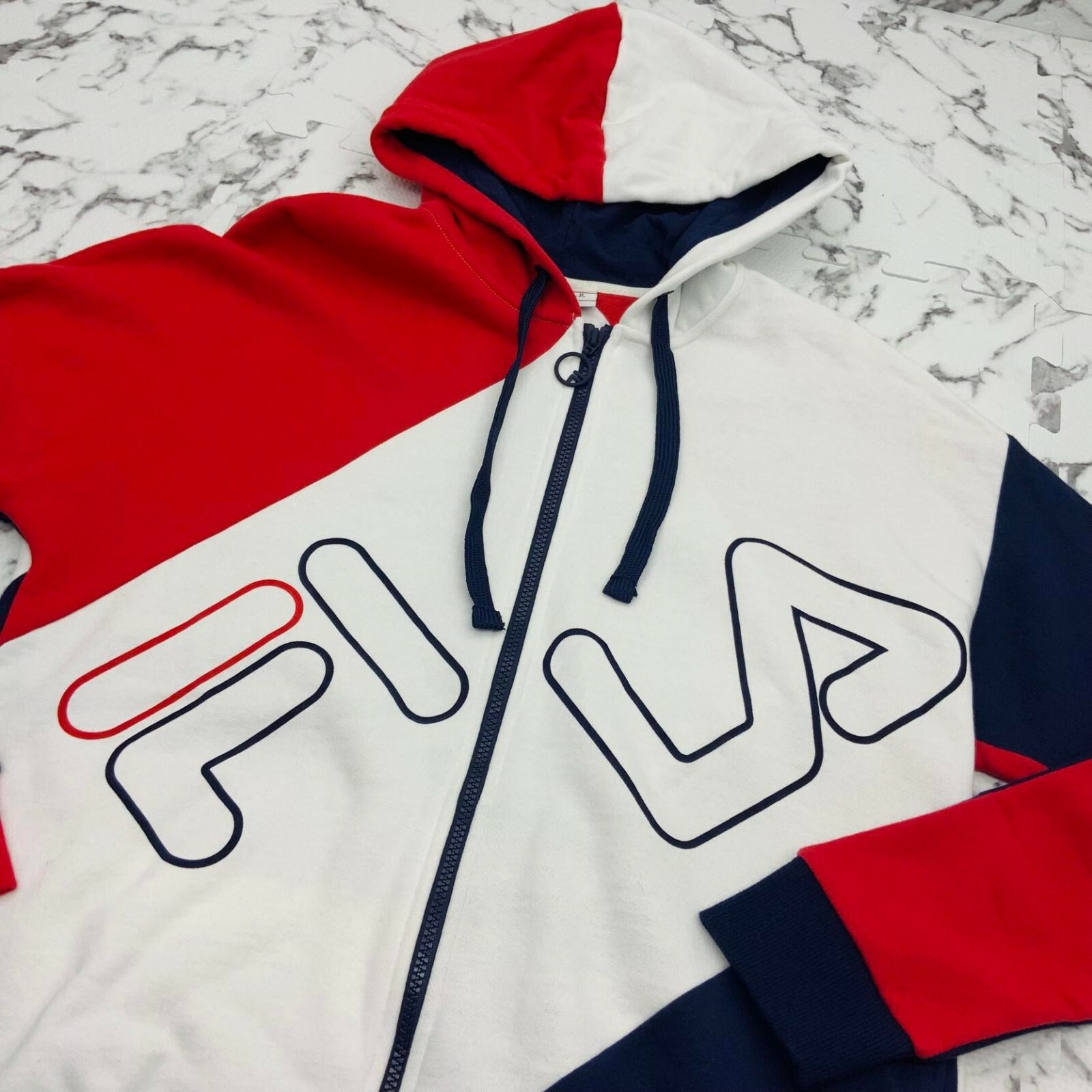 Felpa con cappuccio e zip intera uomo Fila rosso bianco navy