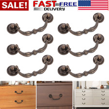 6 PACK Drop Bail Dresser Pull Handle Drawer Pulls Rustic Antique Black Bronze