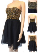 Asos Black Beaded & Embroidered Bandeau Party Dress Size 8