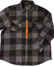 Freedom Foundry Men's Soft Fleece Plaid Lightweight Shirt XXL 2X GRAY/BLACK/RED