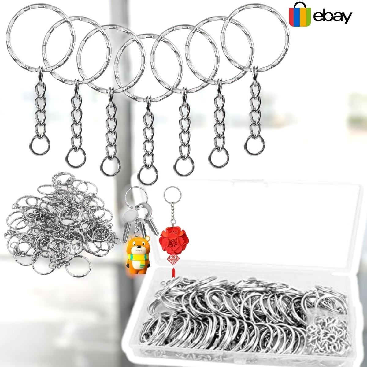 Anneaux Porte-clé 100pcs Silver Keyring Blanks Tone Key Chains - Foto 8