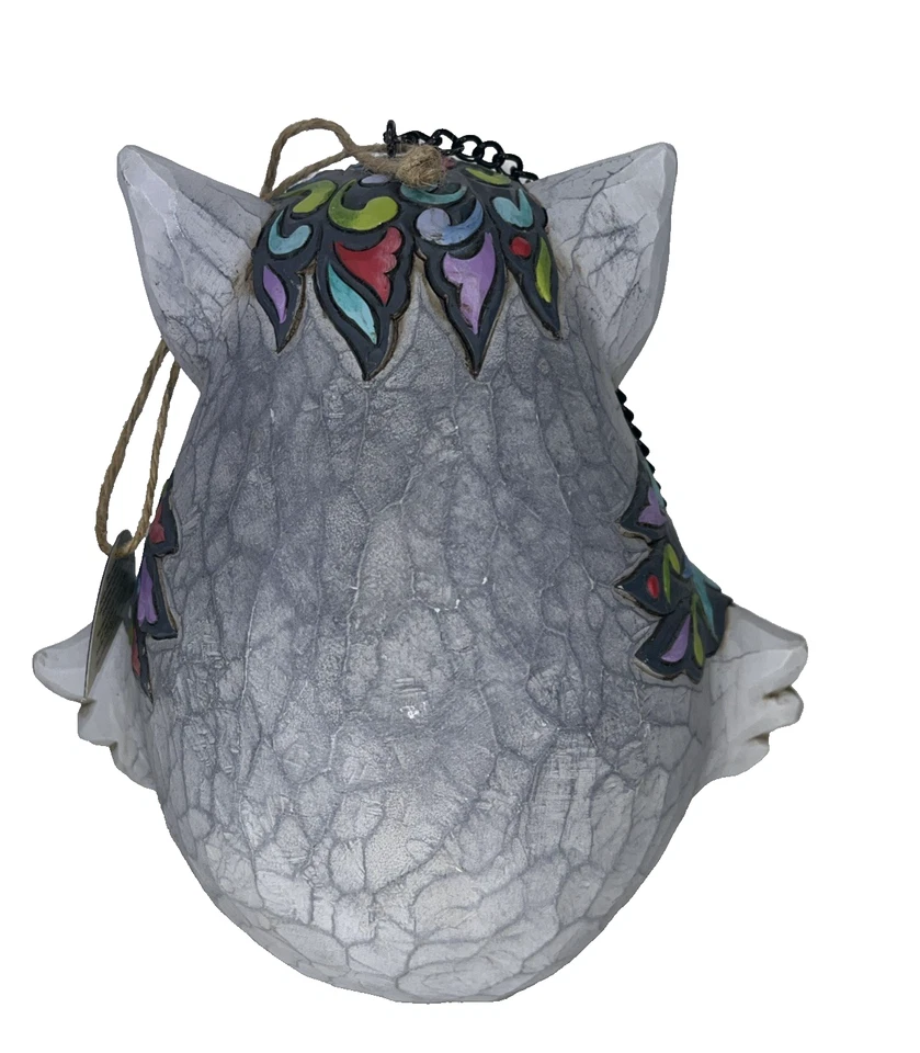 Alimentador de pájaros Jim Shore cabeza de gato ojos grises y verdes con lengua rosa percha de pájaro Foto 3 de 4