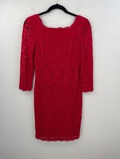 Cache 4 Cocktail Sheath Dress Red Lace Romantic Sexy 3/4 Sleeve Formal A22-08