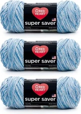 3 Pack Red Heart Super Saver Worsted Yarn 100 Acrylic for Knitting and Croche...