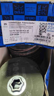 Pferd Backing Pad, 4-1/2 Inch Diameter, 5/8-11 WITH 36GRIT PADS 25 EACH
