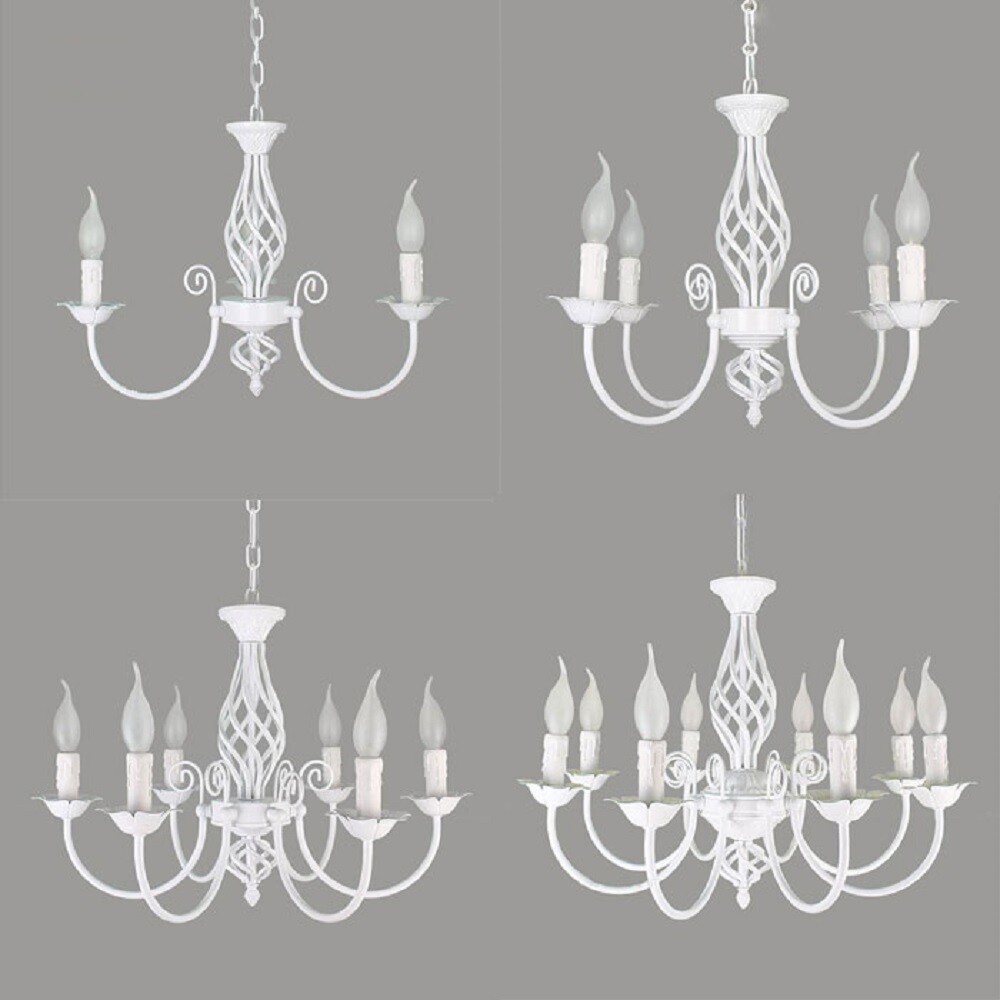 3 4 6 8 Light white candelabra bulb chandelier for living dining room