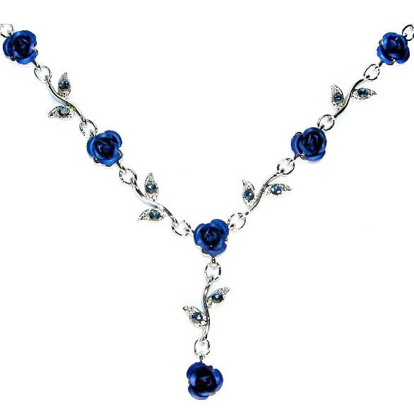 Royal Blue Rose Flower made with Swarovski Crystal Floral Bride