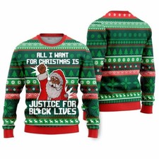 Black Santa Funny Ugly Christmas Sweater l7m 32