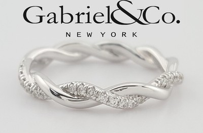 Gabriel & Co Round Brilliant Diamond Twisted Wedding Band 0.14 ct 14k Rtl $2,050