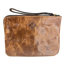NWT Patricia Nash Cassini Tan Distressed Leather Wristlet Clutch