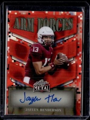 2025 Leaf Metal #AF-JH1 Jaylen Henderson Arm Forces Lava Red 9/10
